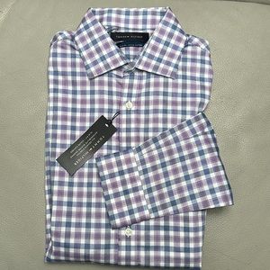 NWT Men’s Plaid Long Sleeve Tommy Hilfiger No Tuck Dress, Slim fit, Stretch